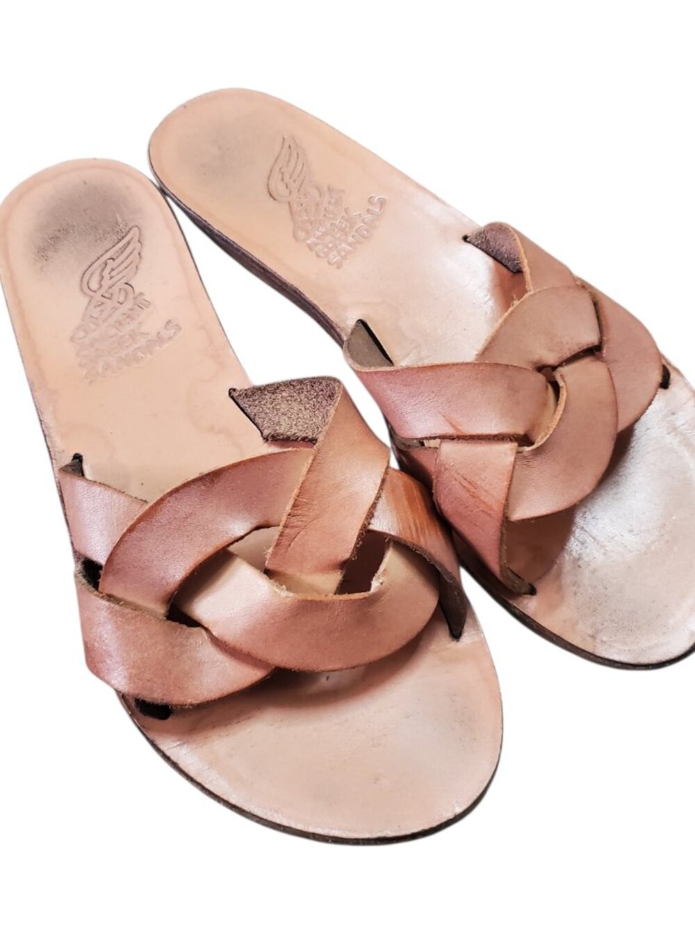 Ancient Greek Sandals Tan Woven Arachne Leather Casual Sandals - Size 38